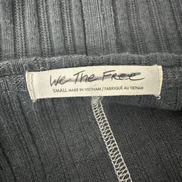 We The Free People Sunset Tee Womens Small Gray Striped LS Ribbed Grunge Beach - Picture 9 of 12